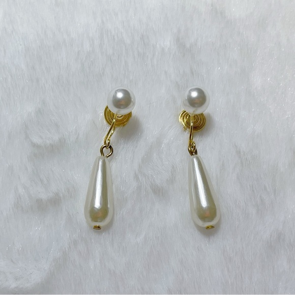 Faux Pearl Drop Clip On Earrings - Picture 4 of 7